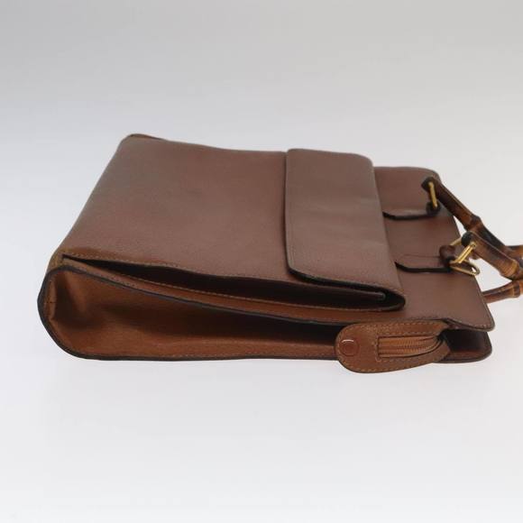 GUCCI Bamboo Business Bag Leather Brown Gold 1529593675 Auth ti2591 - Picture 4 of 16
